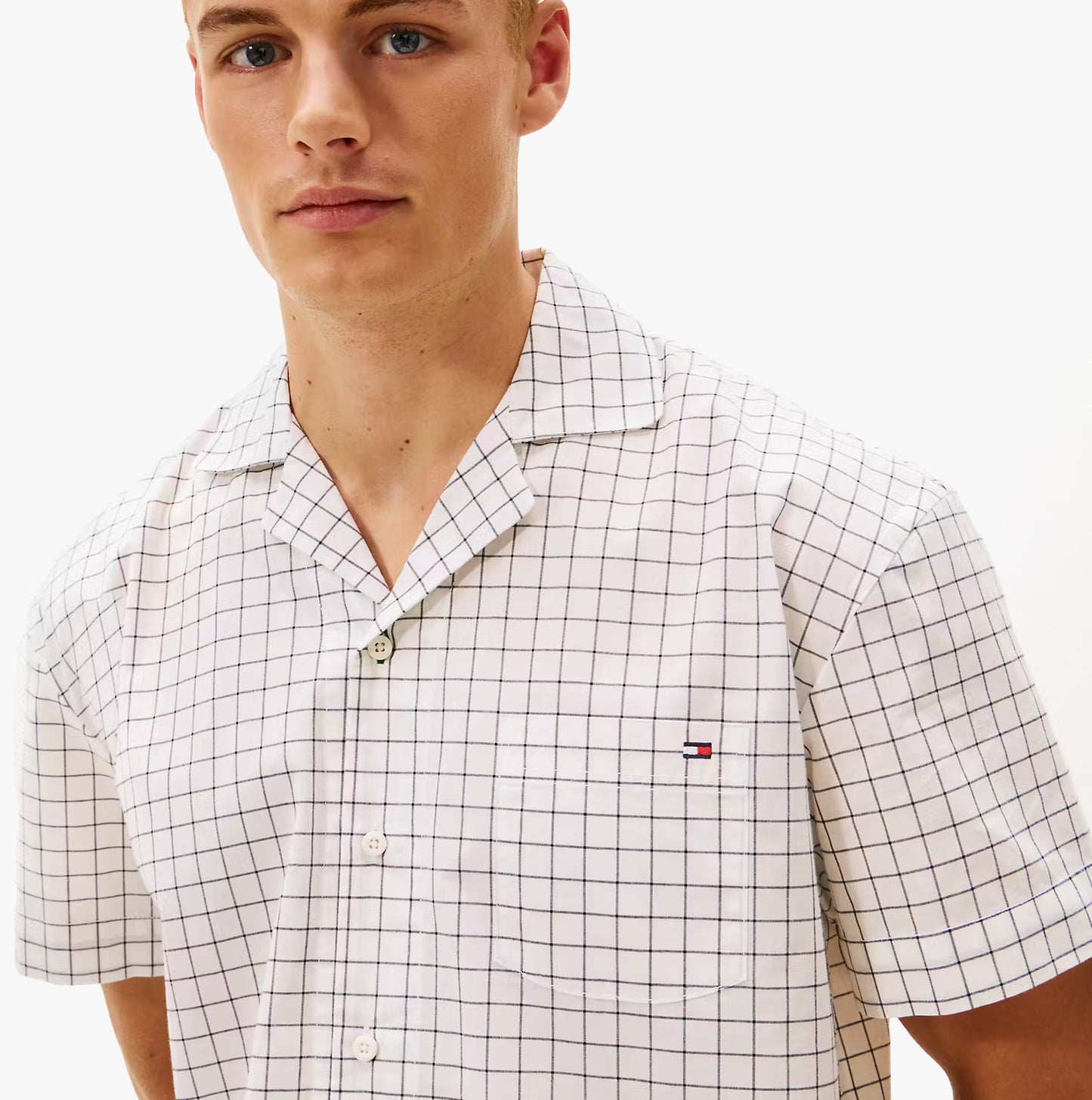 Tommy Hilfiger WOVEN PJ SET Mens Set Linear White Grid Check
