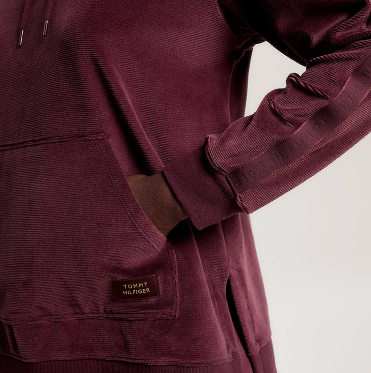Tommy Hilfiger LONG HOODIE VELOUR Womens Hoodie Deep Burgundy