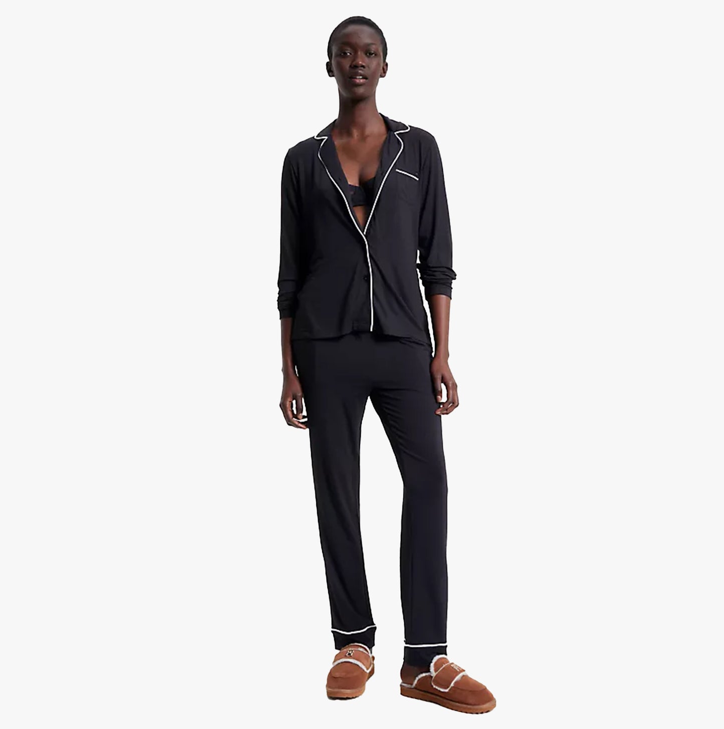 Tommy Hilfiger MODAL SHIRT PIPPING Womens Top Black