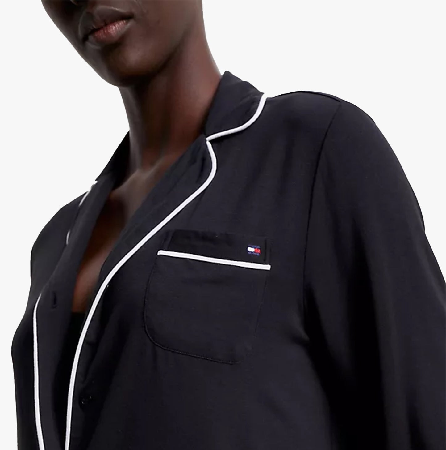 Tommy Hilfiger MODAL SHIRT PIPPING Womens Top Black