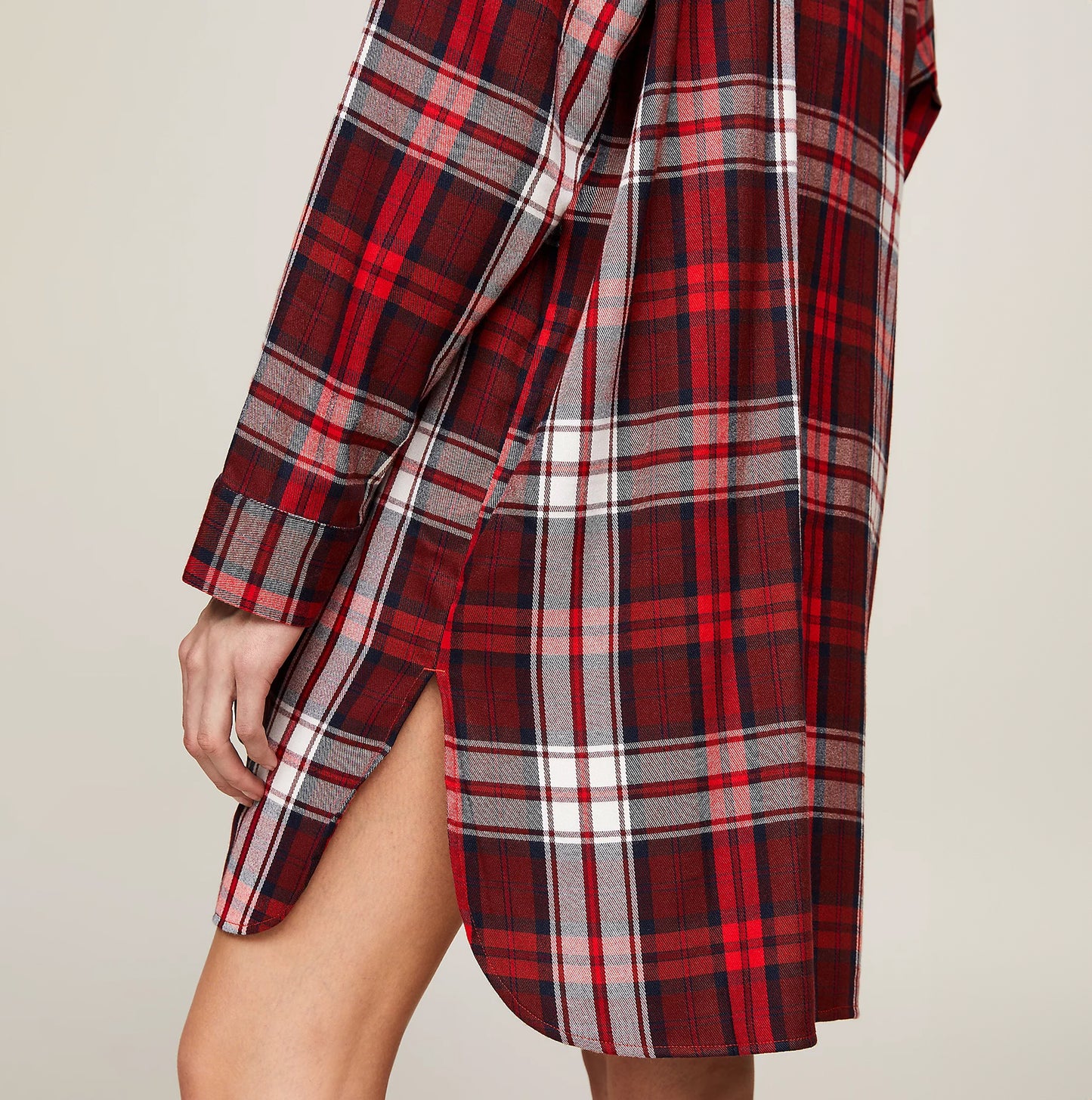 Tommy Hilfiger SHIRT NIGHTDRESS Womens Loungewear Women Apparel Plaid Red