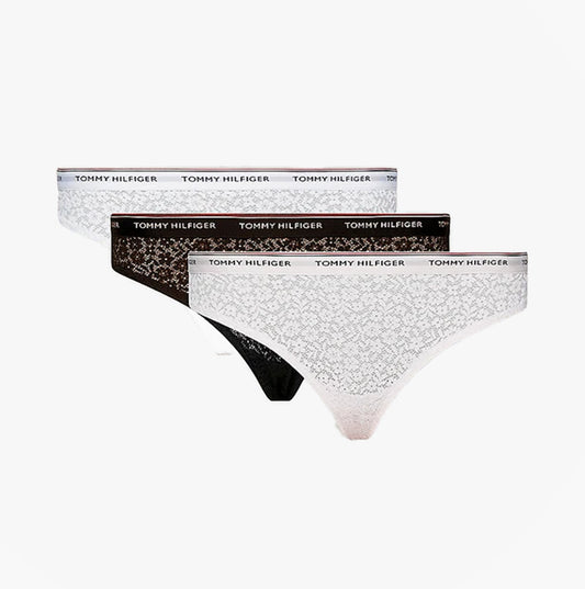 Tommy Hilfiger BIKINI LACE 3 Pack Womens Briefs Black/White/Light Pink