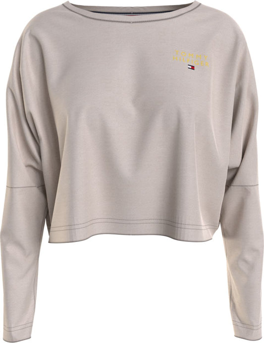 Tommy Hilfiger LONG SLEEVE T-SHIRT GOLD EMBR. Womens T-Shirts Cashmere Creme