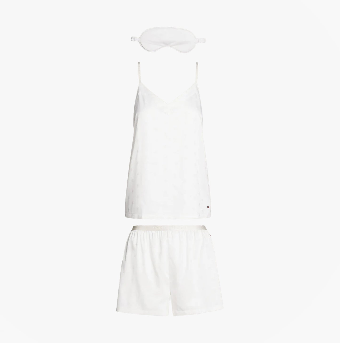 Tommy Hilfiger SATIN Pyjamas & Eye Mask Gift Set Womens Ivory
