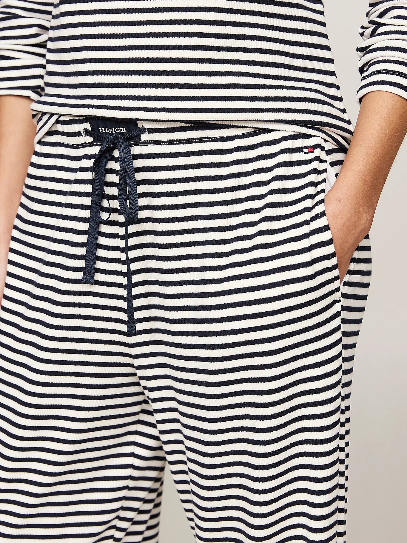 Tommy Hilfiger MONOTYPE Womens Pyjama Set Mini Bretton Stripe Desert Sky