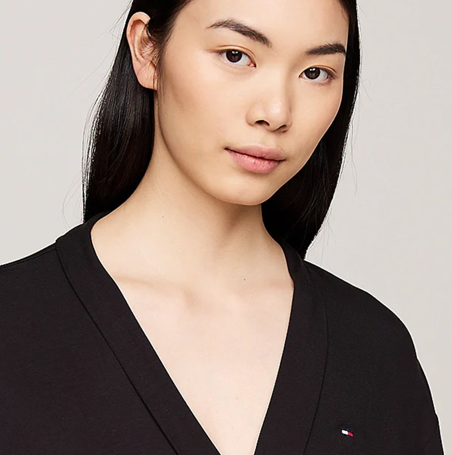 Tommy Hilfiger COMFORT Womens Modal Lace-Trim Kimono Robe Black