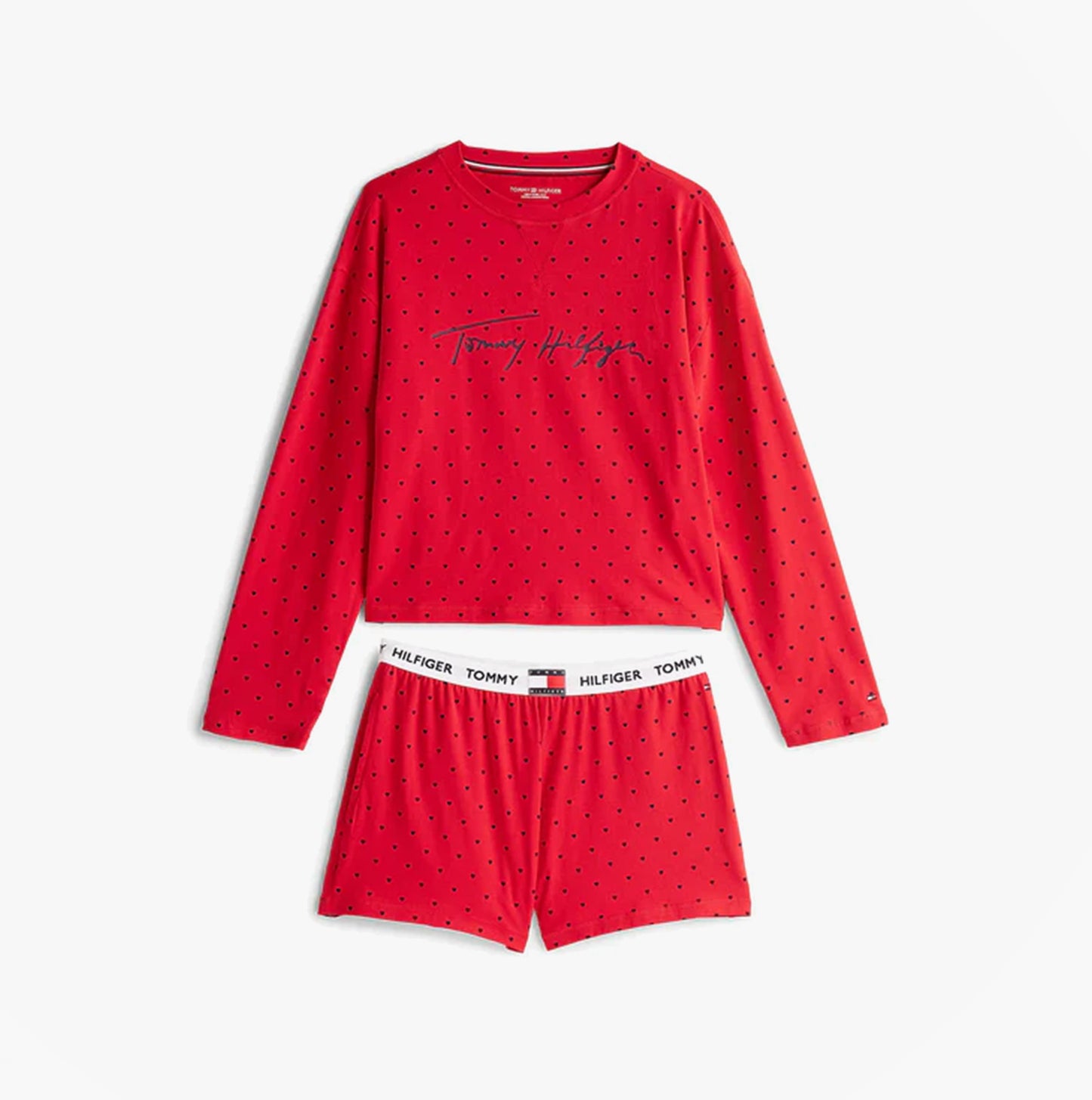 Tommy Hilfiger HERITAGE Womens Pyjama Set Hearts Primary Red Aop