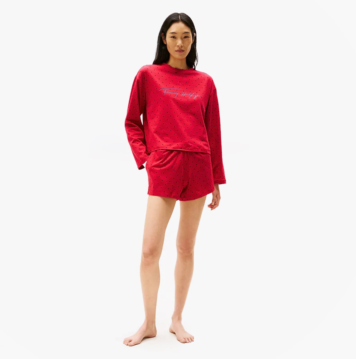 Tommy Hilfiger HERITAGE Womens Pyjama Set Hearts Primary Red Aop