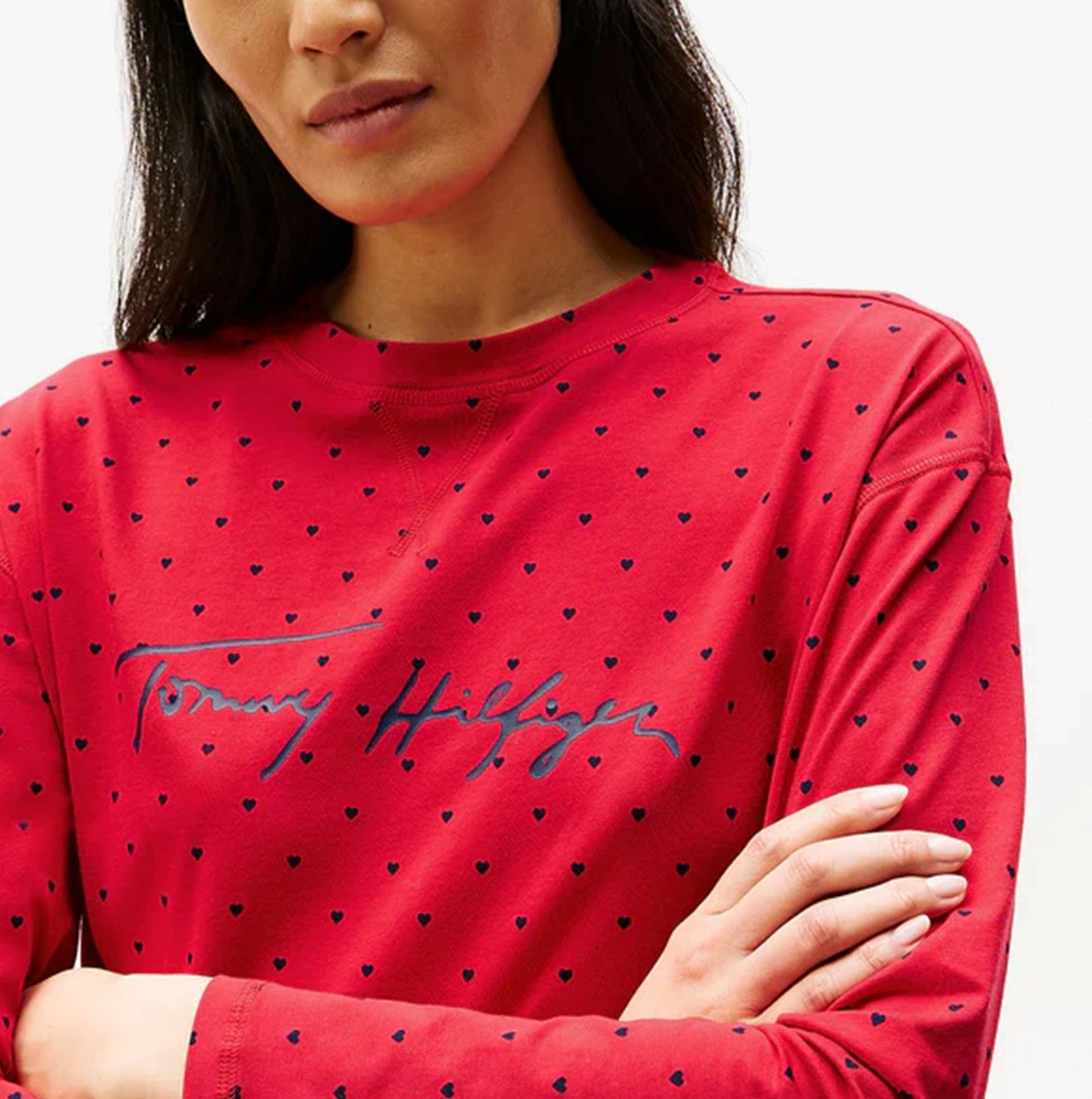 Tommy Hilfiger HERITAGE Womens Pyjama Set Hearts Primary Red Aop