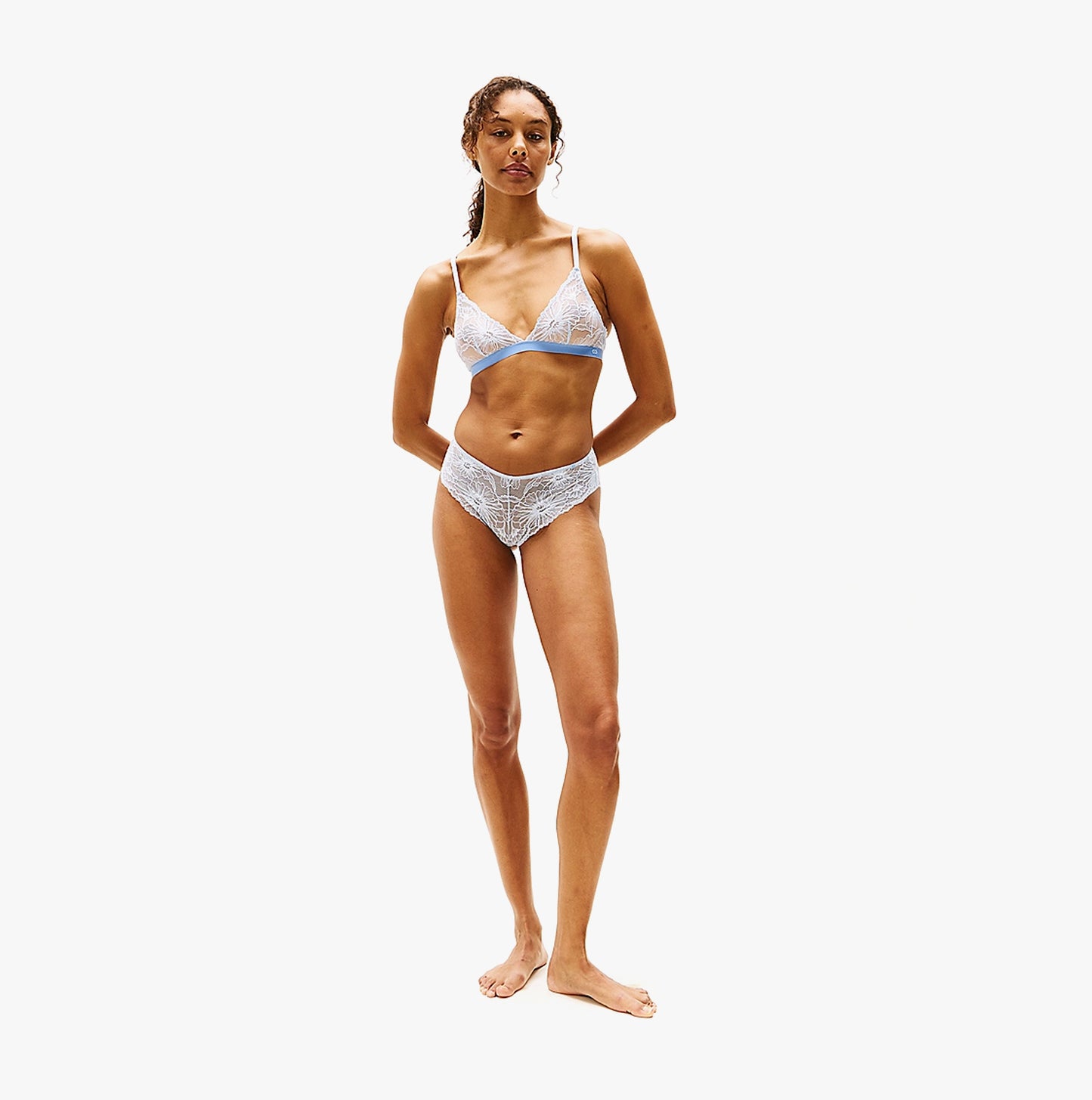 Tommy Hilfiger FLORAL LACE Womens Brazilian Briefs Sweet Blue