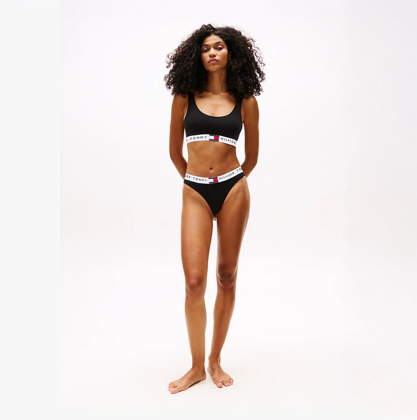 Tommy Hilfiger HERITAGE LOGO Womens Underband Non-Wired Bralette Black