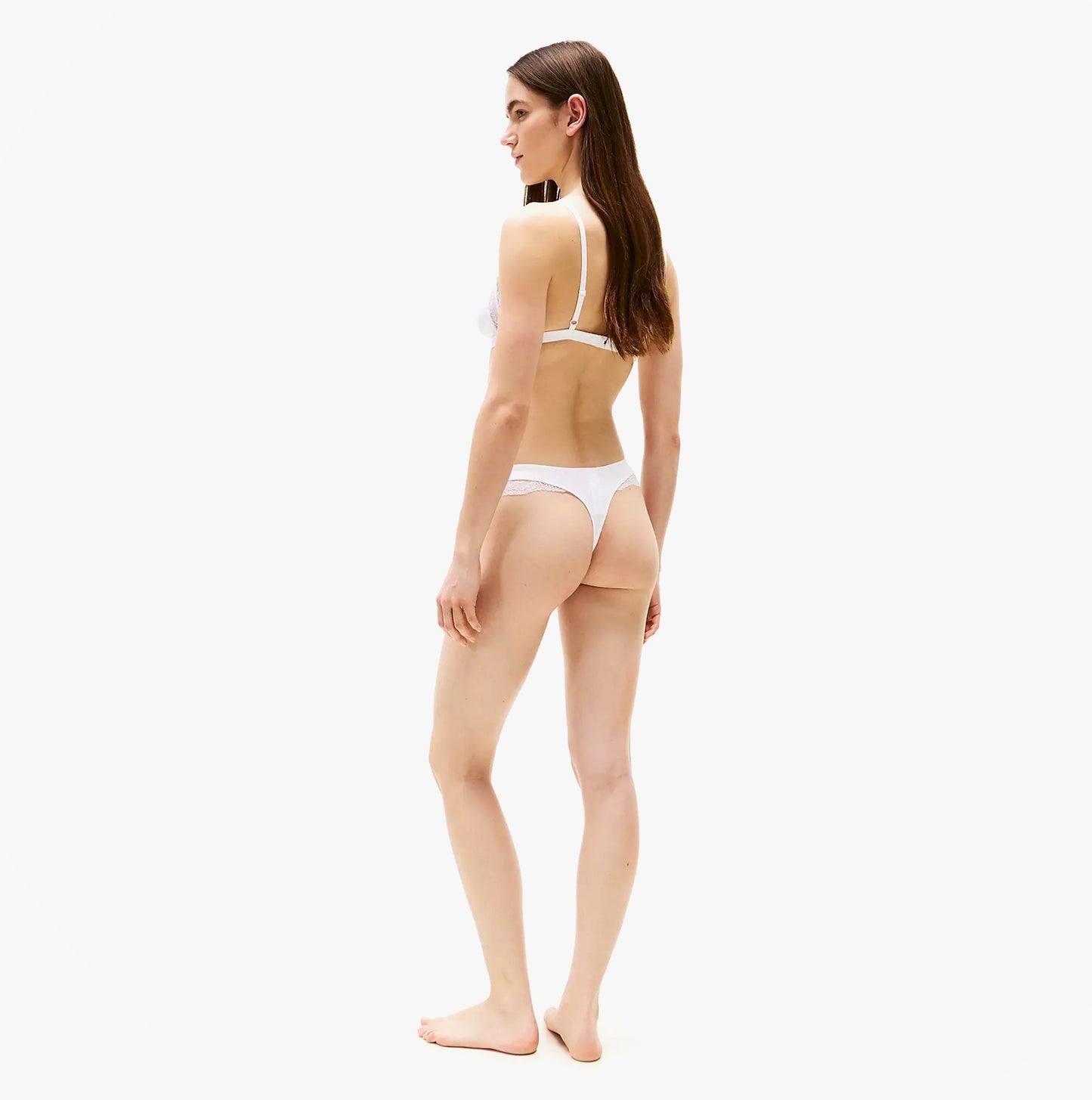 Tommy Hilfiger LACE TRIM Womens Dipped Thong White