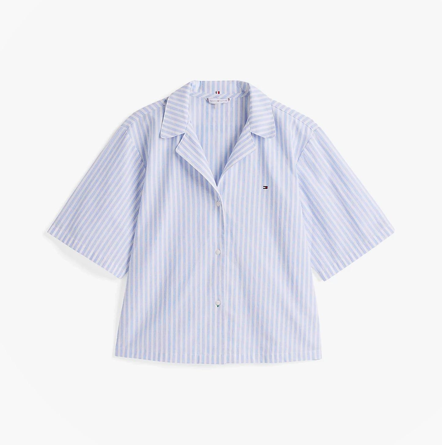 Tommy Hilfiger LINEN Relaxed Pyjama Set Womens Multi Stripes Blue Spell
