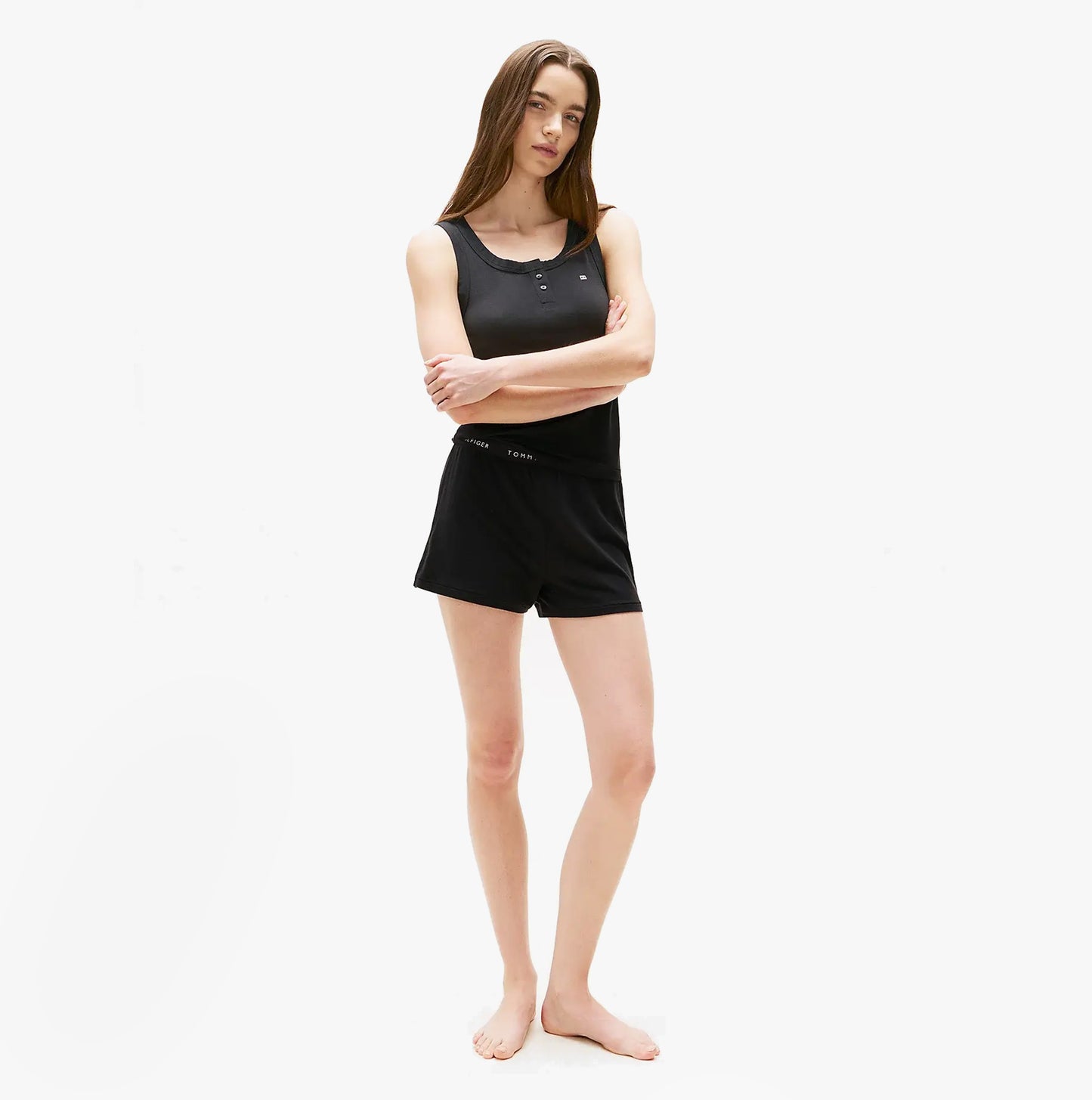 Tommy Hilfiger LOGO Racerback Pyjama Set Womens Black