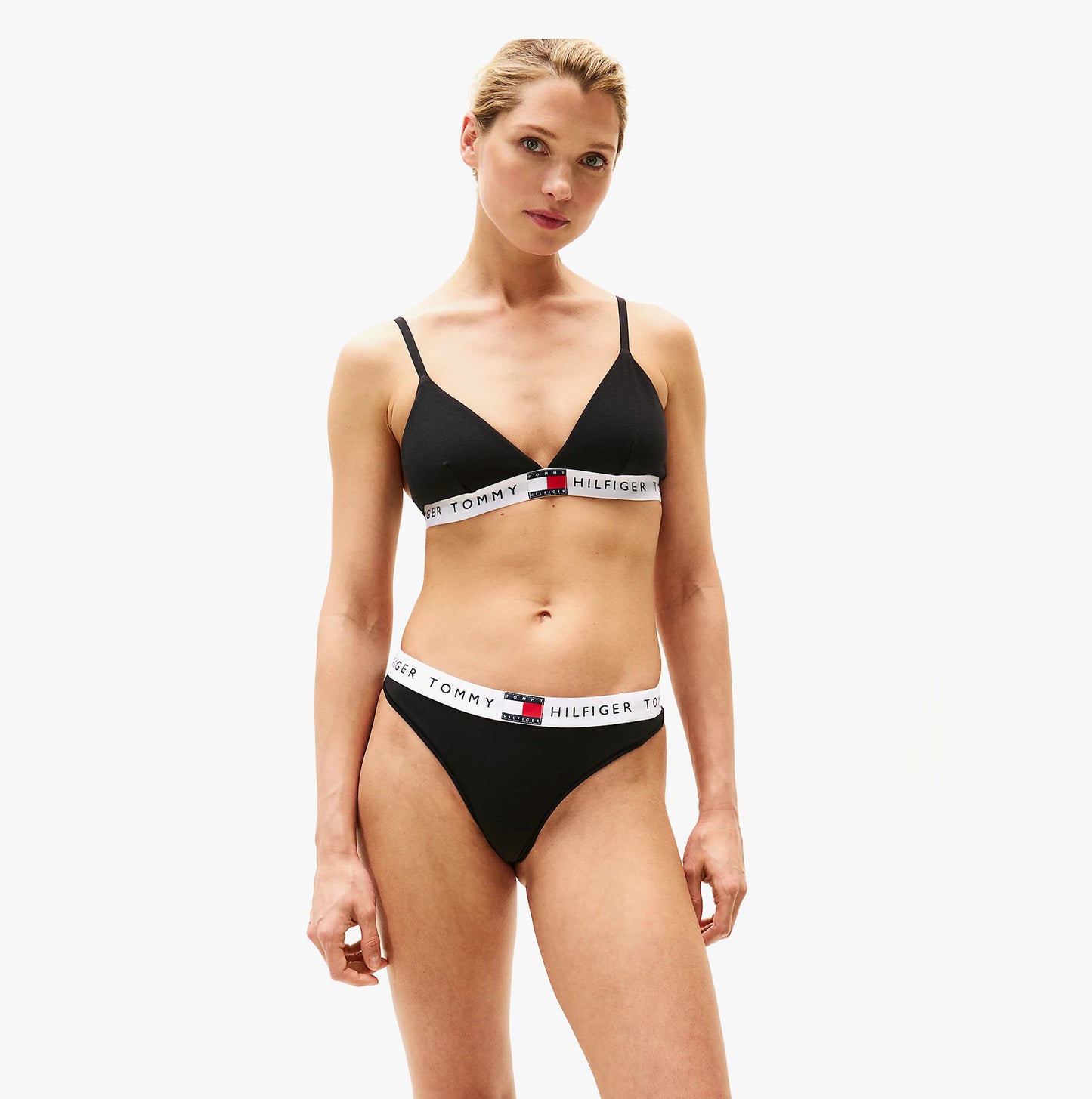 Tommy Hilfiger HERITAGE WAISTBAND Womens Logo Thong Black
