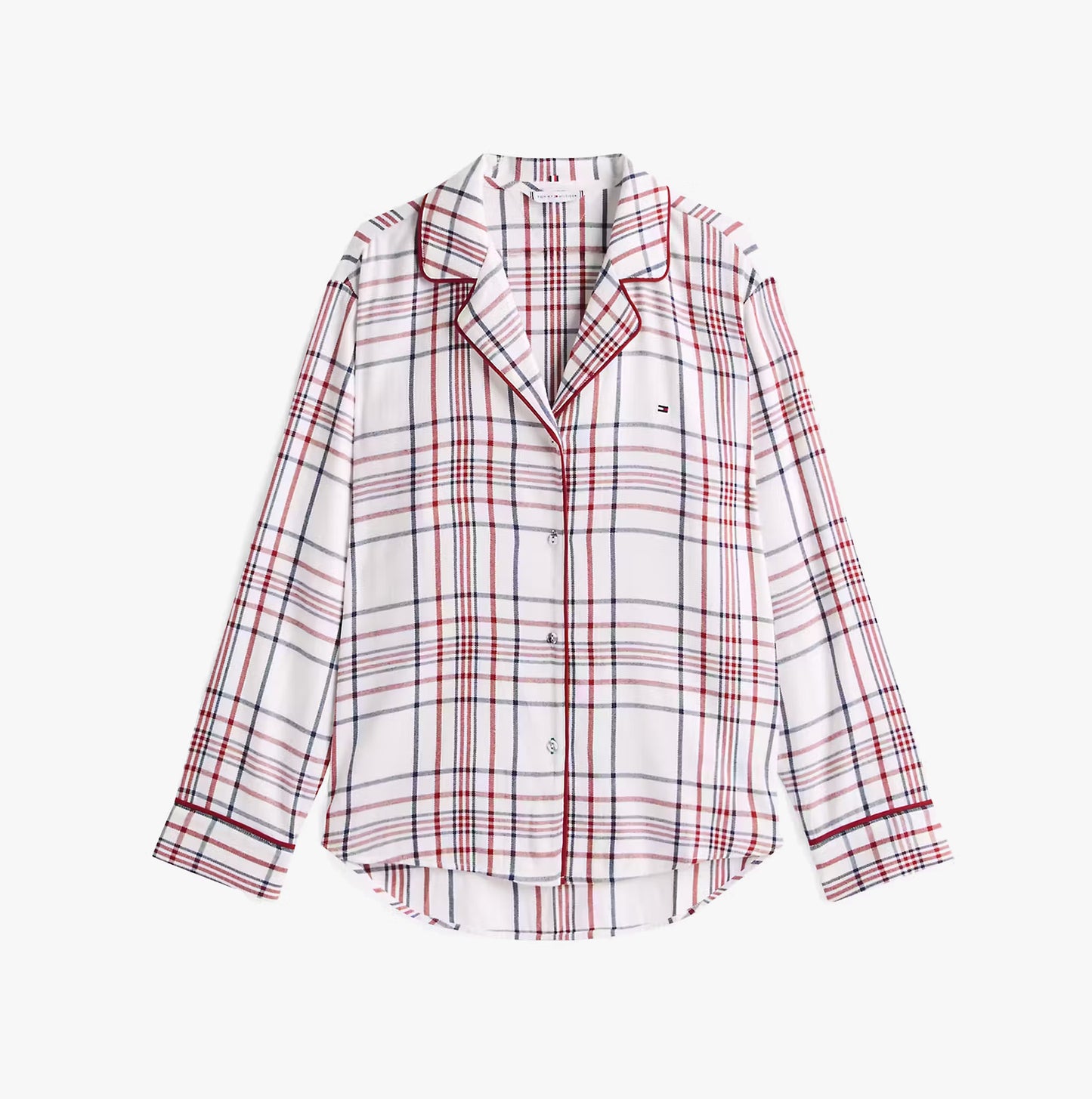 Tommy Hilfiger GIFT LS FLNL SHIRT S Womens Pyjama Set City Plaid Ivory Silk