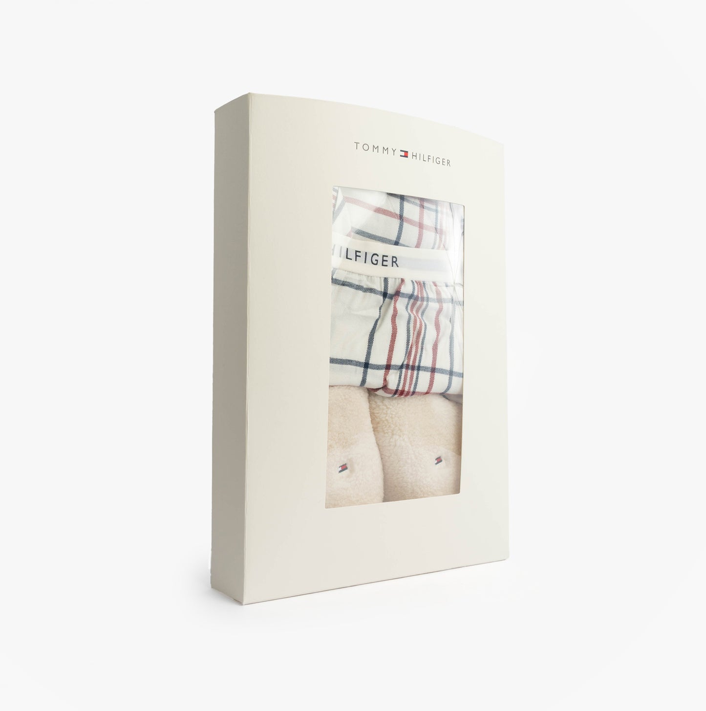 Tommy Hilfiger GIFT LS FLNL SHIRT S Womens Pyjama Set City Plaid Ivory Silk