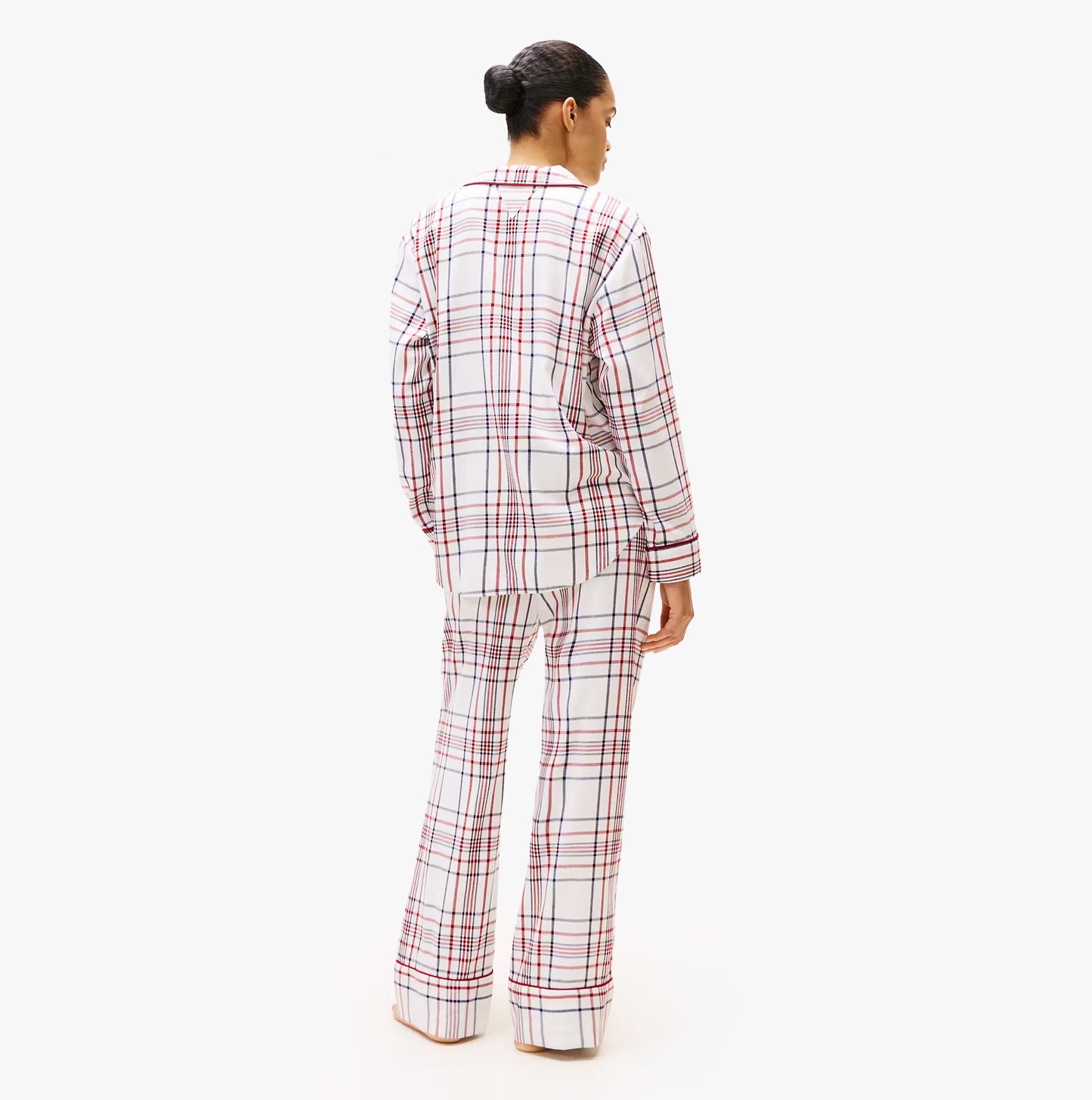 Tommy Hilfiger GIFT LS FLNL SHIRT S Womens Pyjama Set City Plaid Ivory Silk