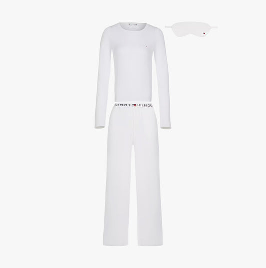 Tommy Hilfiger GIFT LS TEE PANTS SE Womens Pyjama Set Ecru