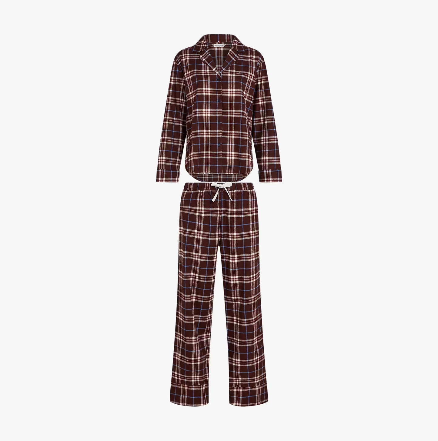 Tommy Hilfiger LS FLNL SHIRT PJ PAN Womens Set Tartan Reiker Burgundy