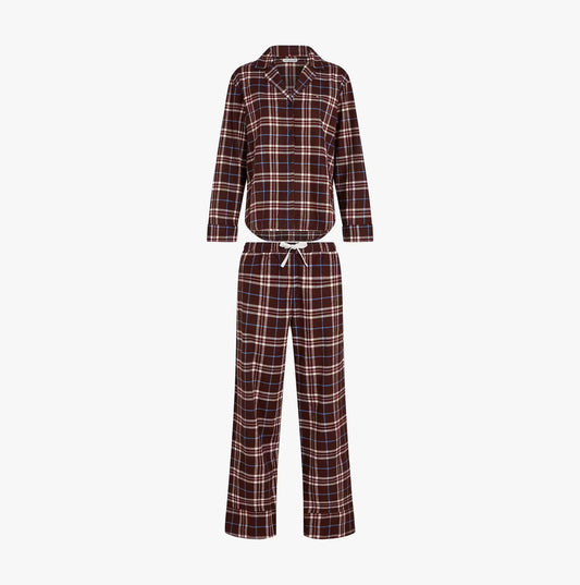 Tommy Hilfiger LS FLNL SHIRT PJ PAN Womens Set Tartan Reiker Burgundy