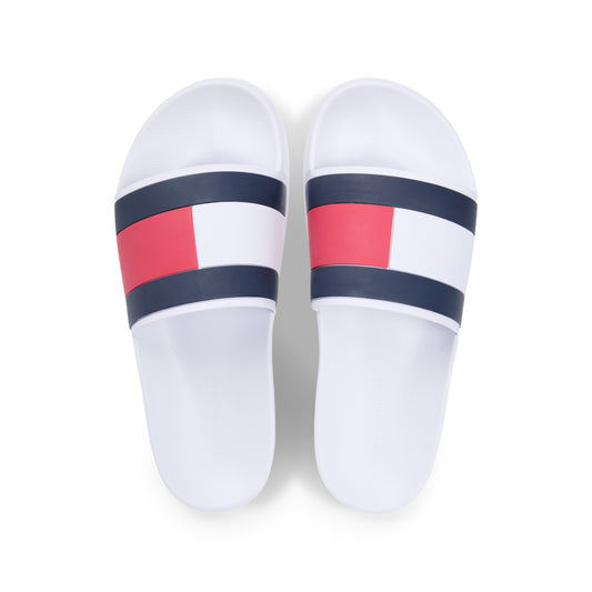 Tommy Hilfiger CORE HILFIGER FLAG POOL Mens Sliders White