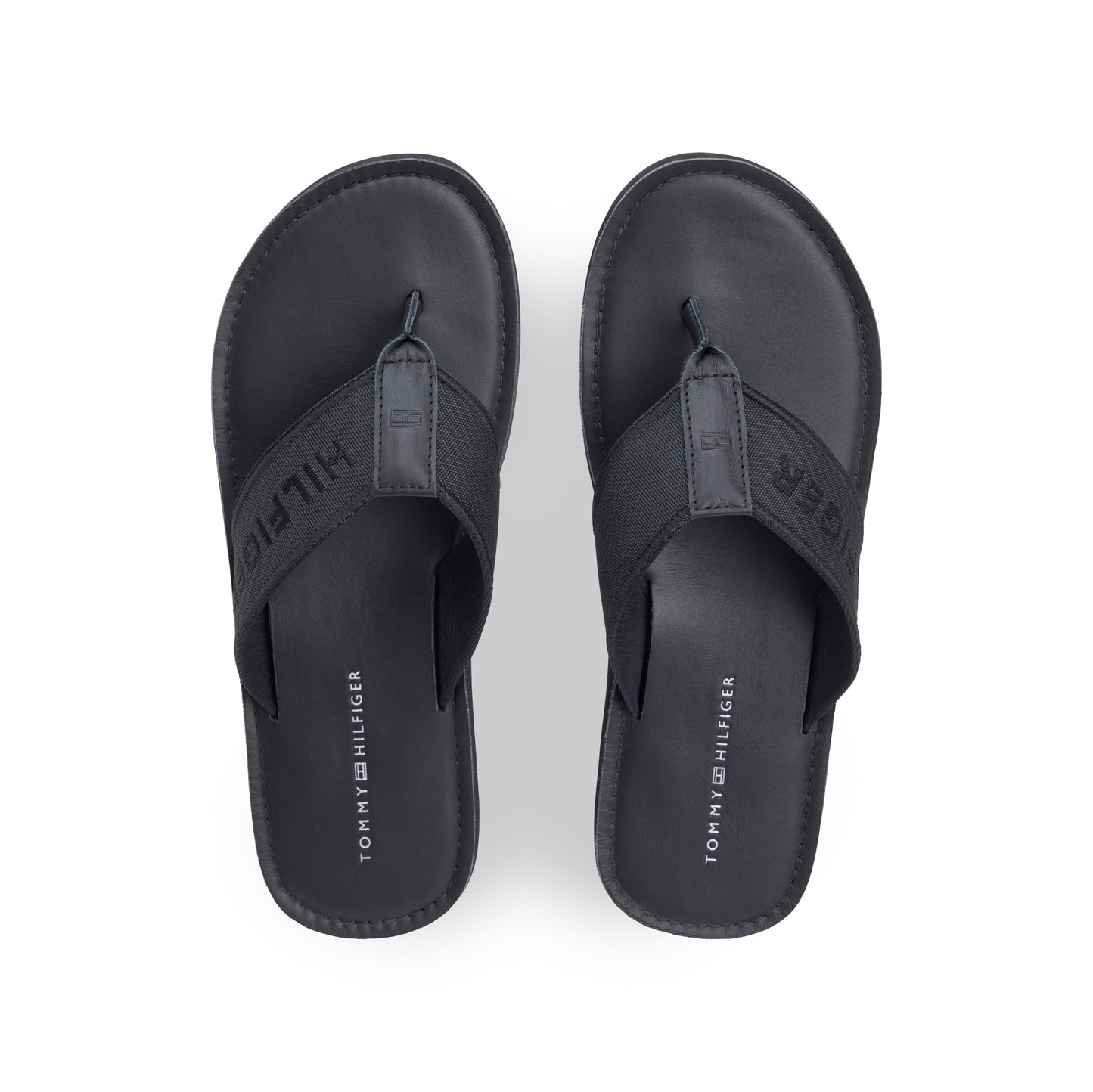 Tommy Hilfiger HILFIGER LEATHER Mens Toe-Post Sandals Black