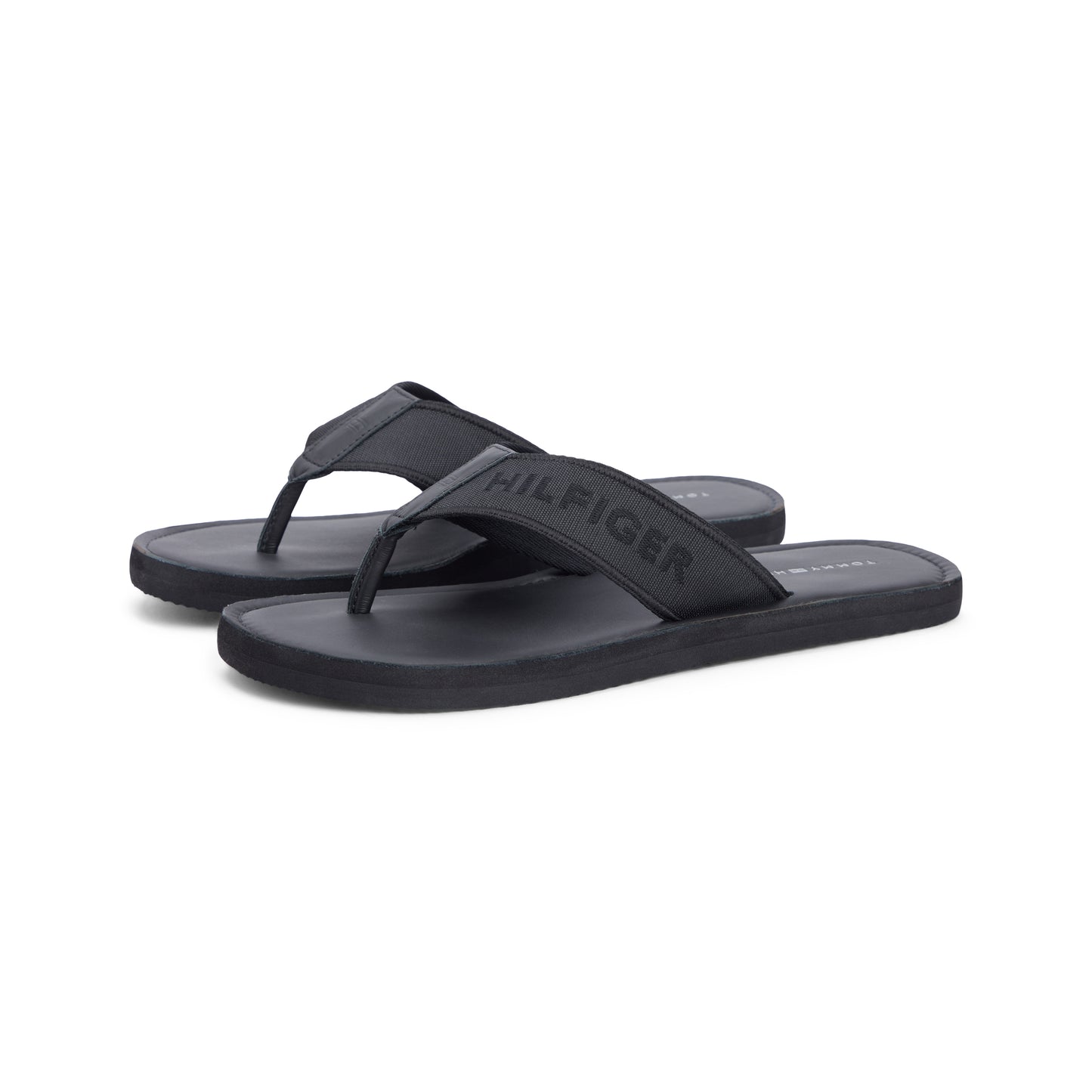 Tommy Hilfiger HILFIGER LEATHER Mens Toe-Post Sandals Black