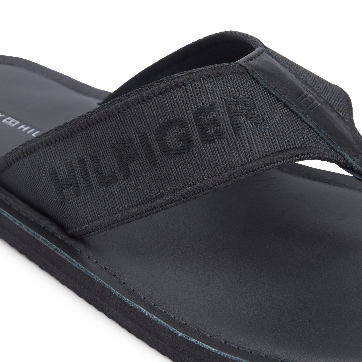 Tommy Hilfiger HILFIGER LEATHER Mens Toe-Post Sandals Black