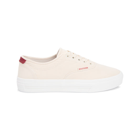 Tommy Hilfiger VULC CUP Mens Canvas Trainers Soft Cream