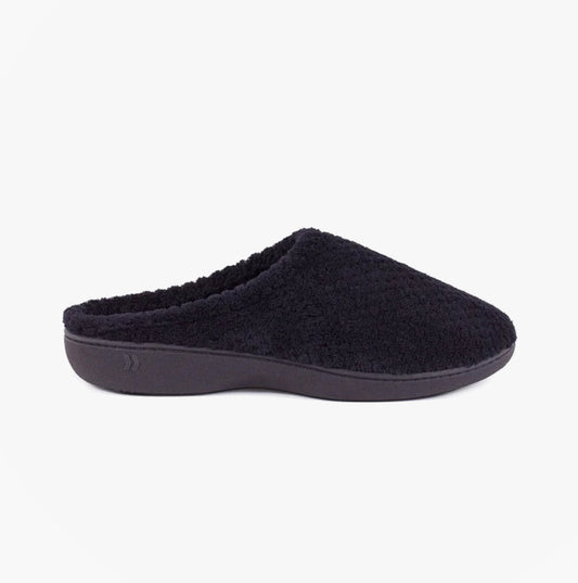 Totes Isotoner POPCORN TERRY Womens Mule Slippers Black