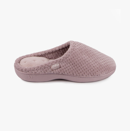 Totes Isotoner POPCORN TERRY Womens Mule Slippers Dusky Pink