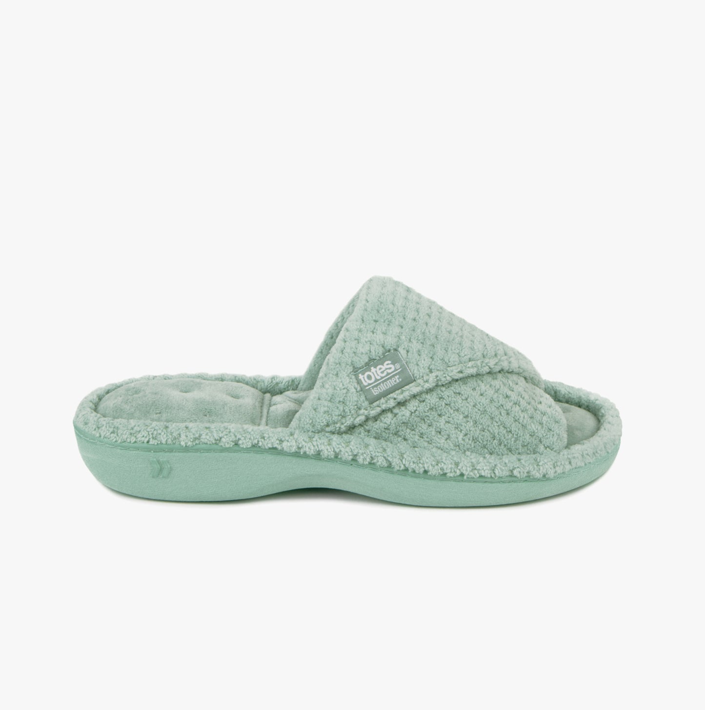 Totes Isotoner POPCORN TURNOVER OPEN TOE Womens Mule Slippers Mint