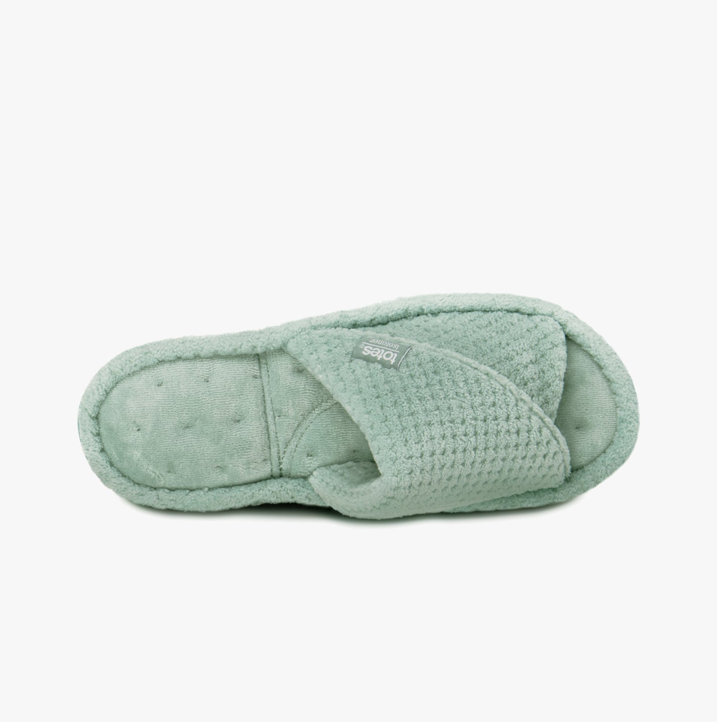 Totes Isotoner POPCORN TURNOVER OPEN TOE Womens Mule Slippers Mint