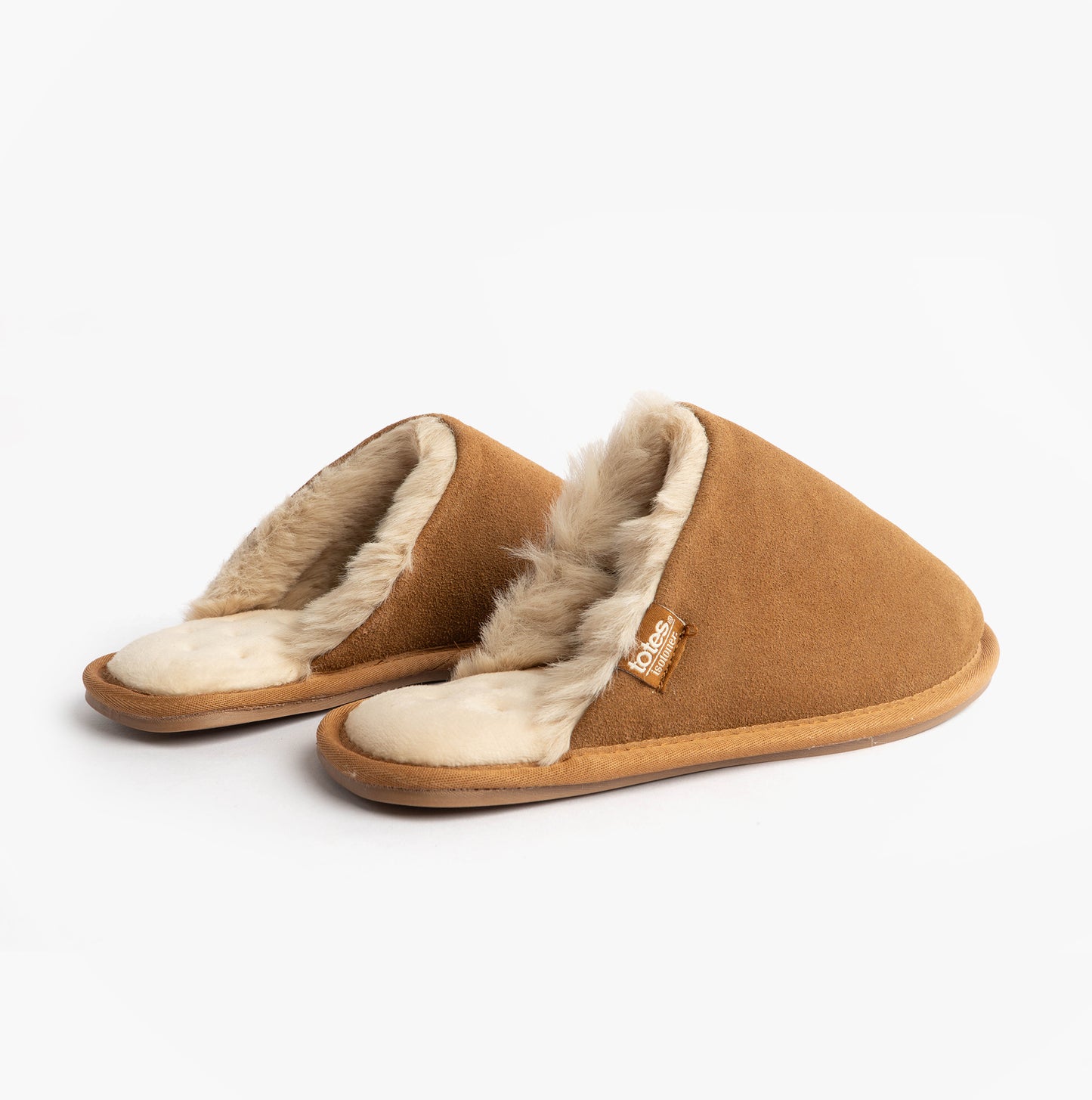 Totes Isotoner REAL SUEDE MULE Womens Slippers Tan