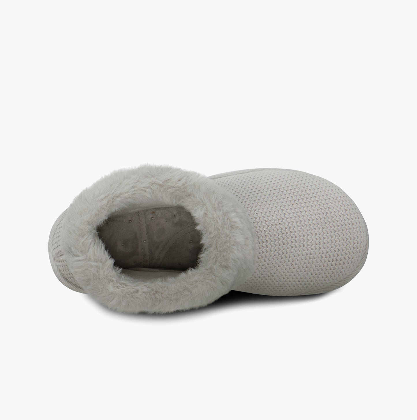 Totes Isotoner KNIT BOOT WITH FUR CUFF Womens Bootie Slippers Grey