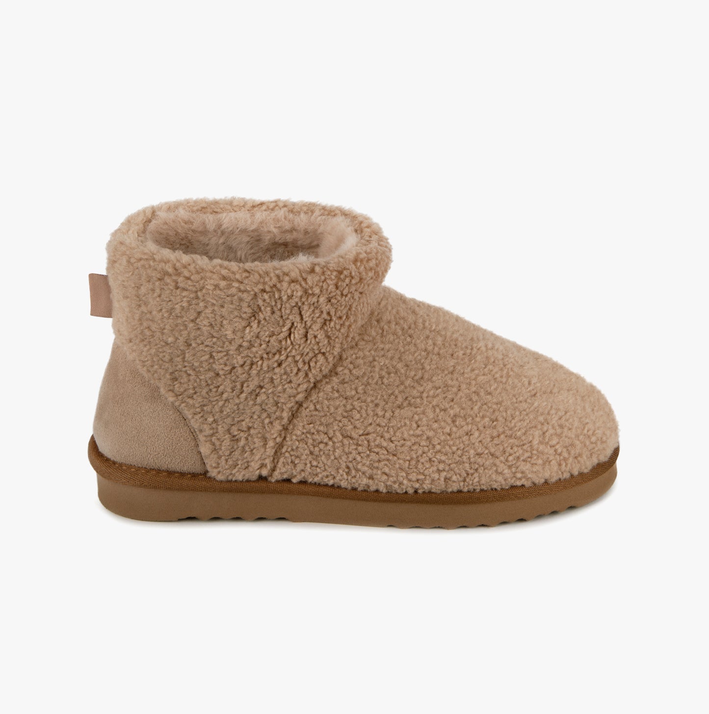 Totes Isotoner CURLY FUR BOOT Womens Bootie Slippers Natural