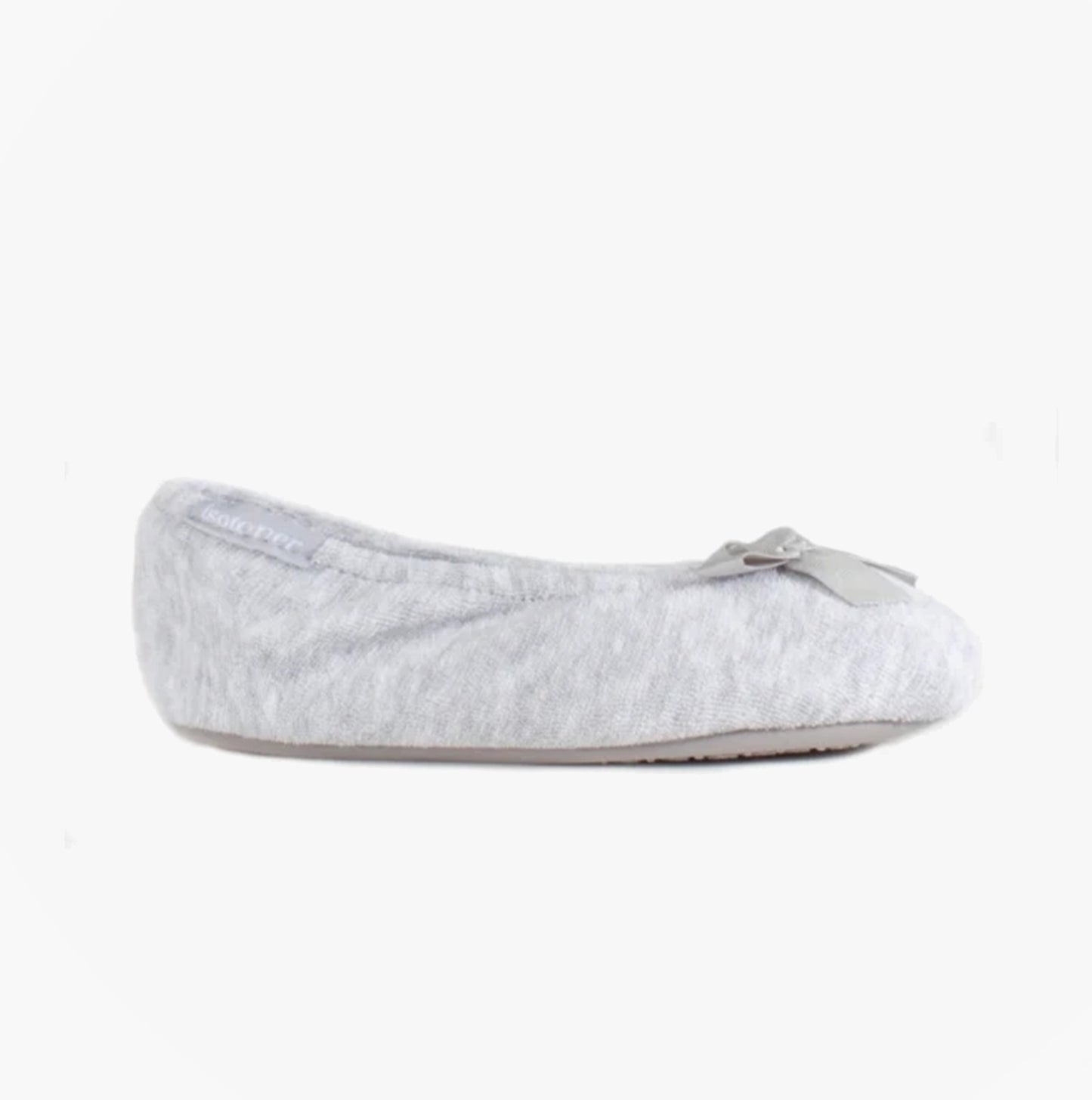 Totes Isotoner STRETCH TERRY BOW Womens Ballerina Slippers Grey
