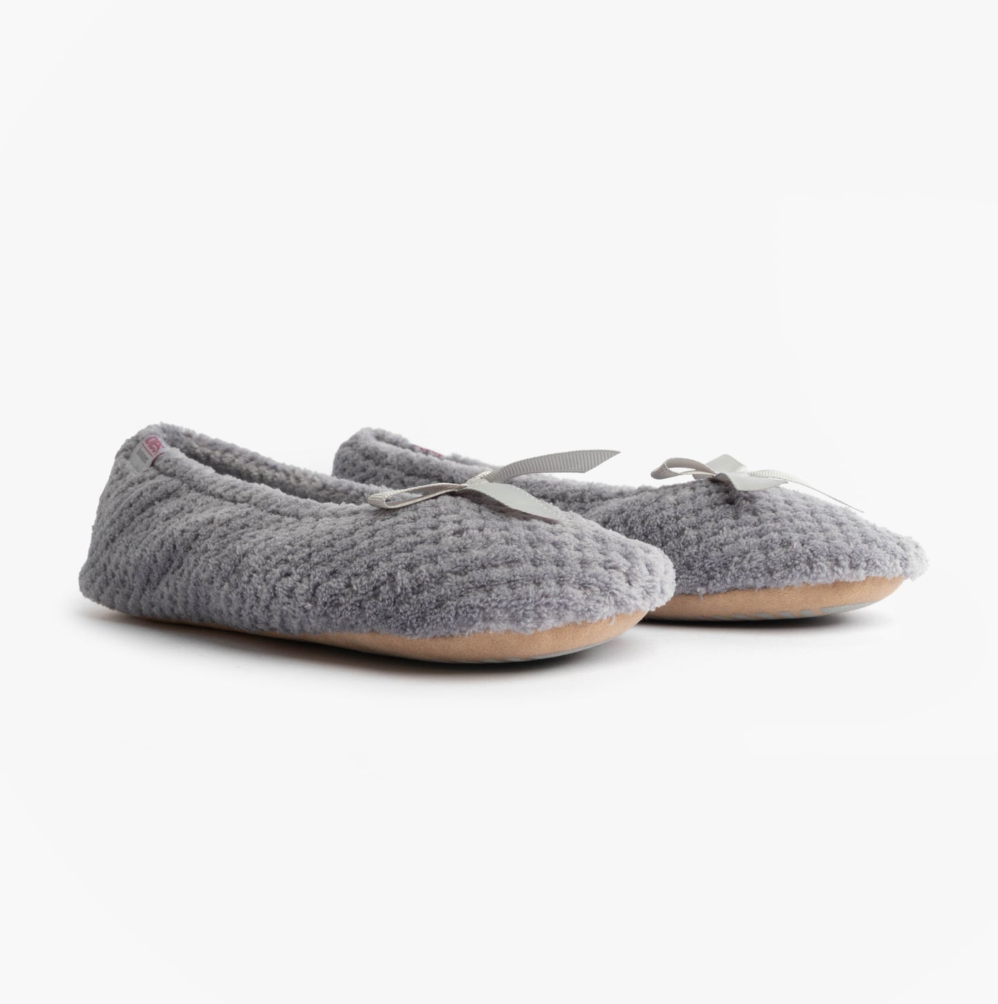 Totes Isotoner POPCORN BALLET Womens Ballerina Slippers Pale Grey