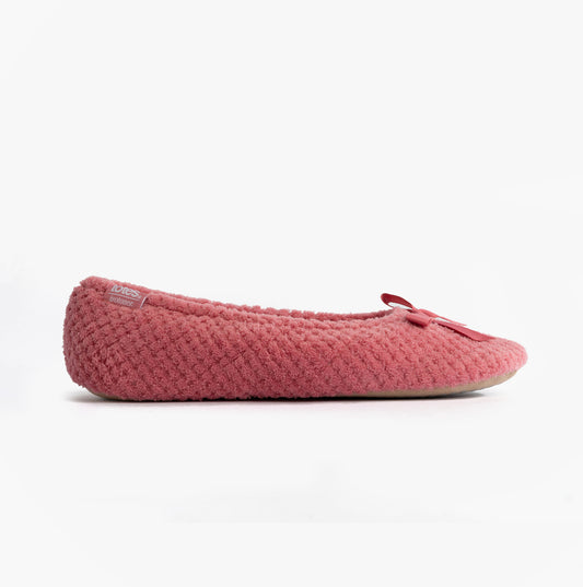 Totes Isotoner POPCORN BALLET Womens Ballerina Slippers Bright Pink