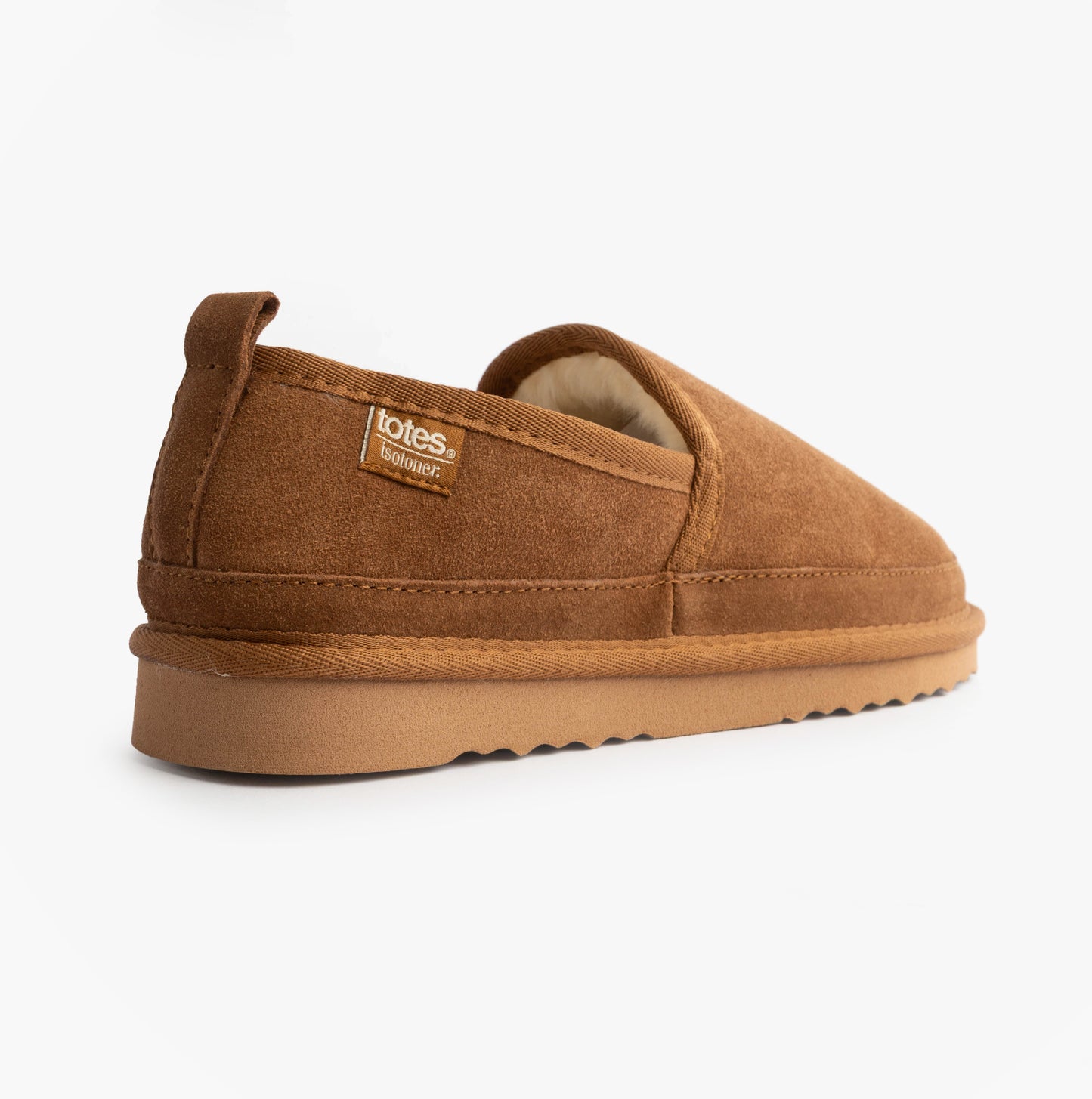 Totes Isotoner REAL SUEDE FULL BACK Mens Full Back Slippers Tan