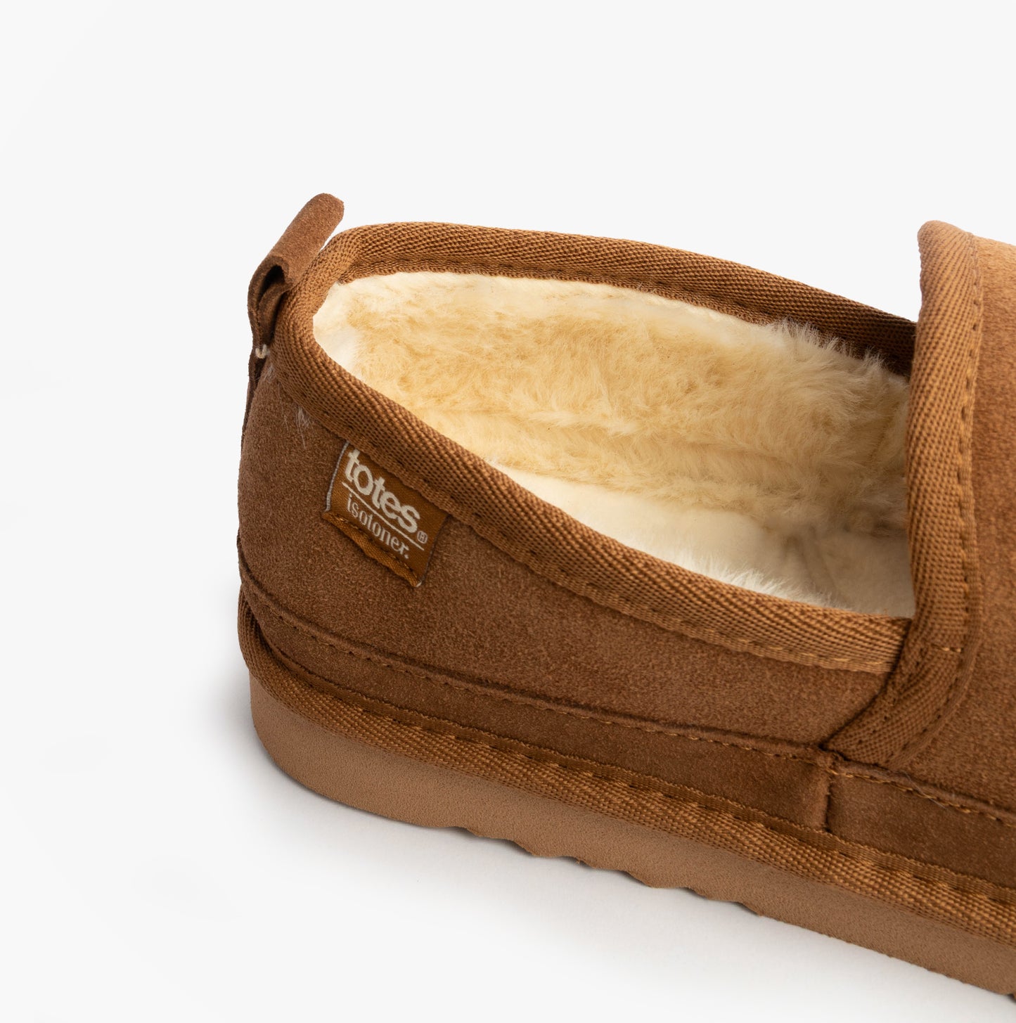 Totes Isotoner REAL SUEDE FULL BACK Mens Full Back Slippers Tan