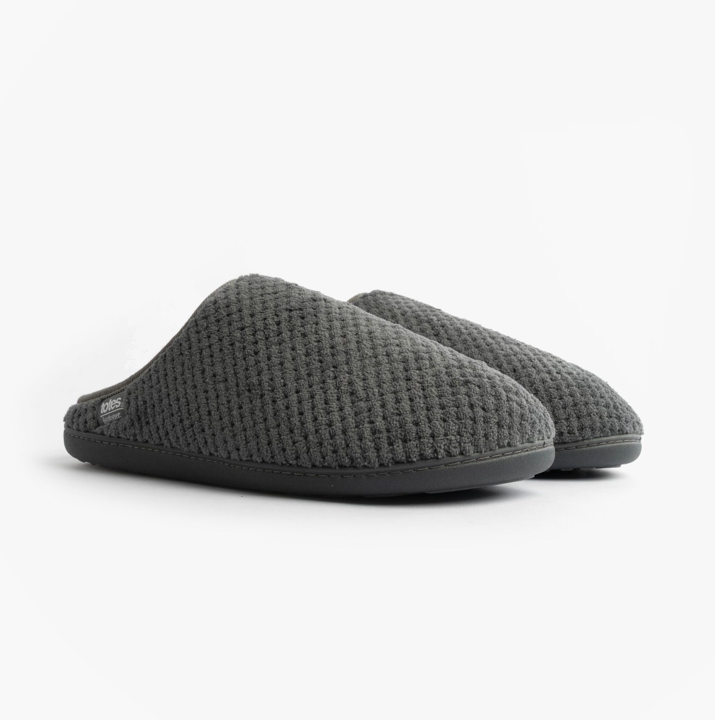 Totes Isotoner SWEPT BACK POPCORN MULE Mens Mule Slippers Grey