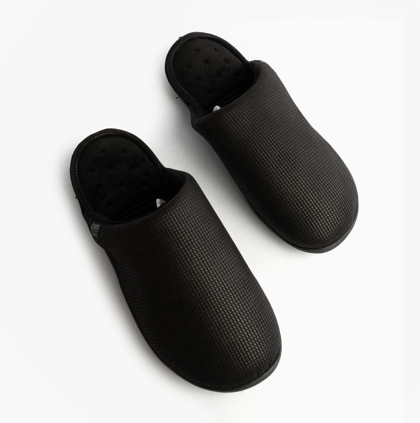 Totes Isotoner SQUARE PATTERNED SMART MULE Mens Mule Slippers Black