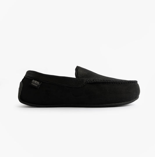 Totes Isotoner SQUARE PATTERNED SMART MOCCASIN Mens Moccasin Slippers Black