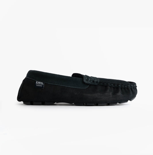 Totes Isotoner SUEDE CLASSIC Moccasin Slippers Mens Navy