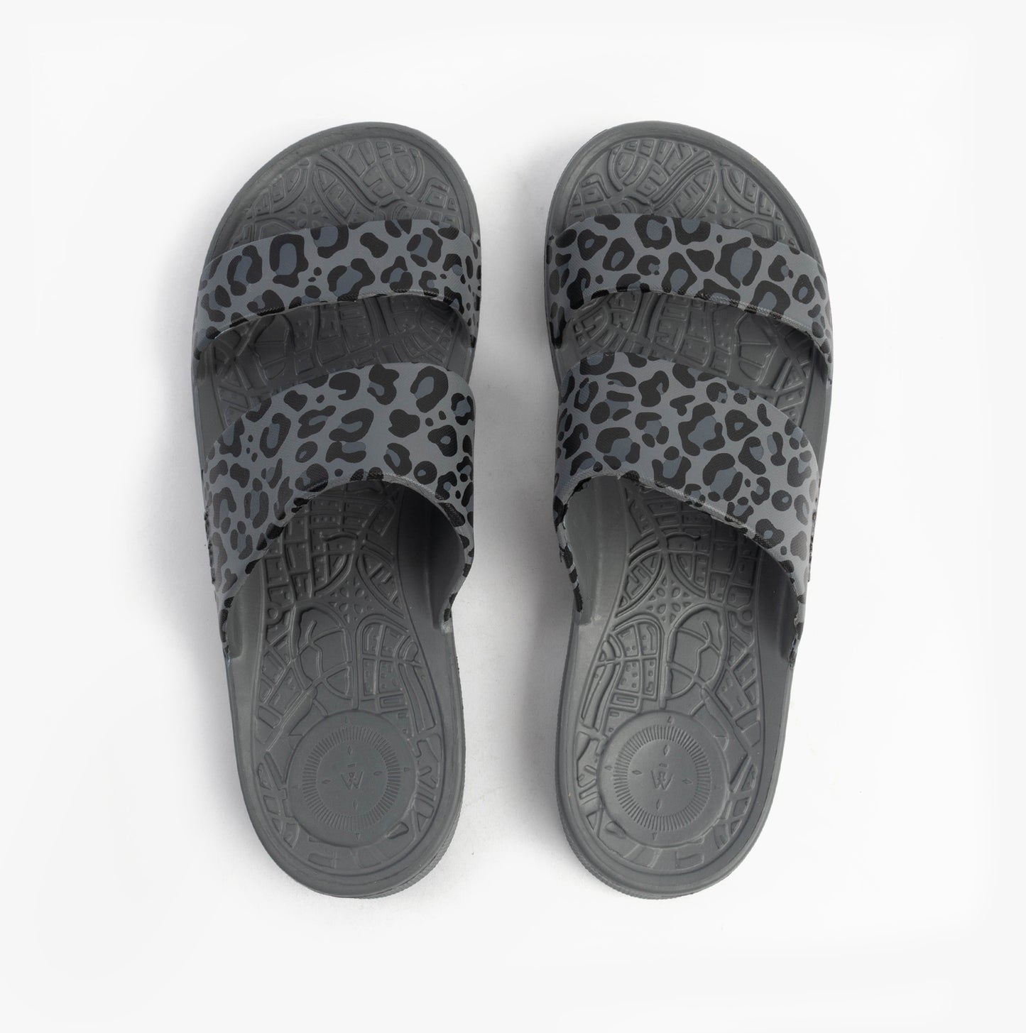 Totes Sol Bounce 0351FGLE Womens Double Strap Slides Grey Leopard