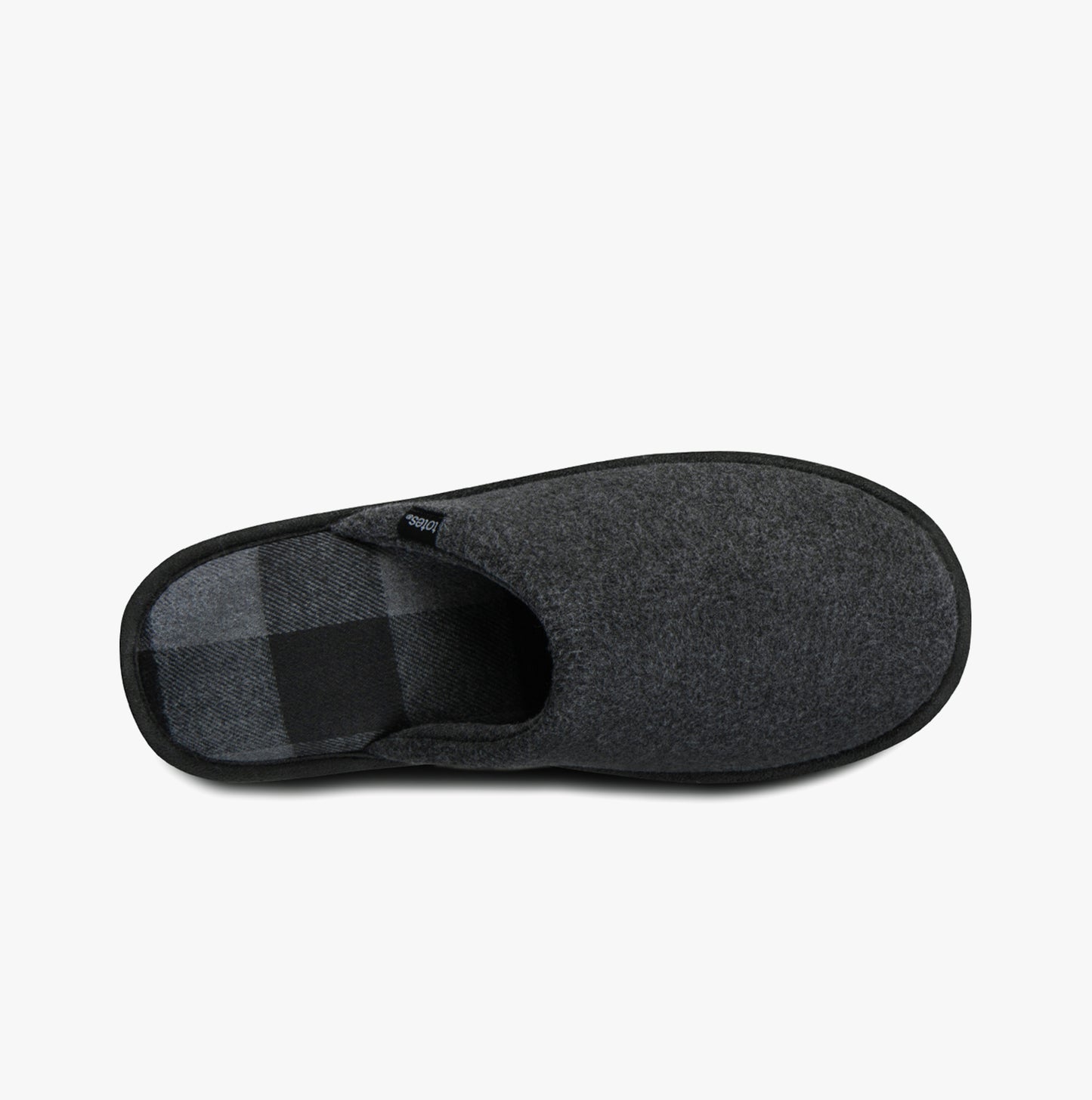 Totes Toasties JERSEY MULE Slippers WITH CHECK LINING Mens Charcoal