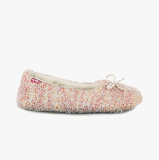 Totes Toasties KNITTED BALLET Slippers Womens Pink