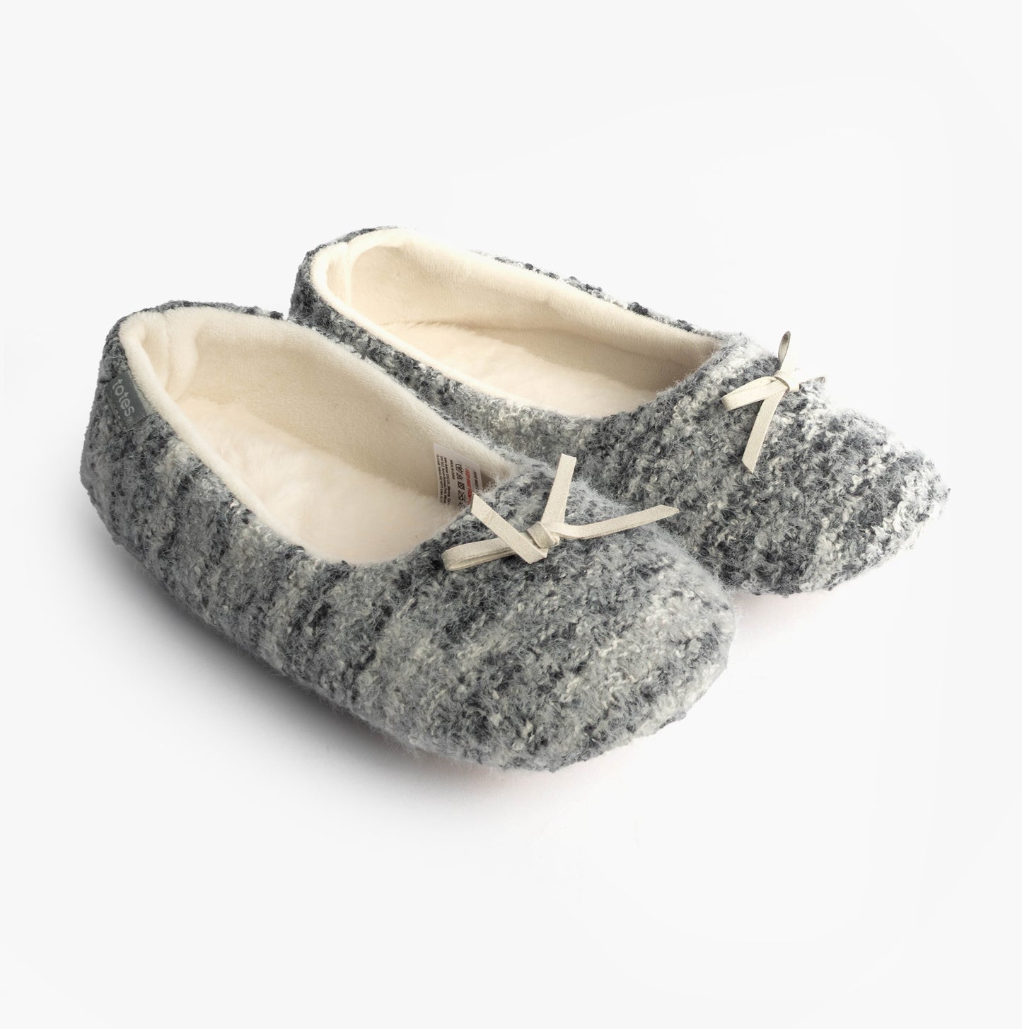 Totes Toasties KNITTED Ballet Slippers Womens Blue